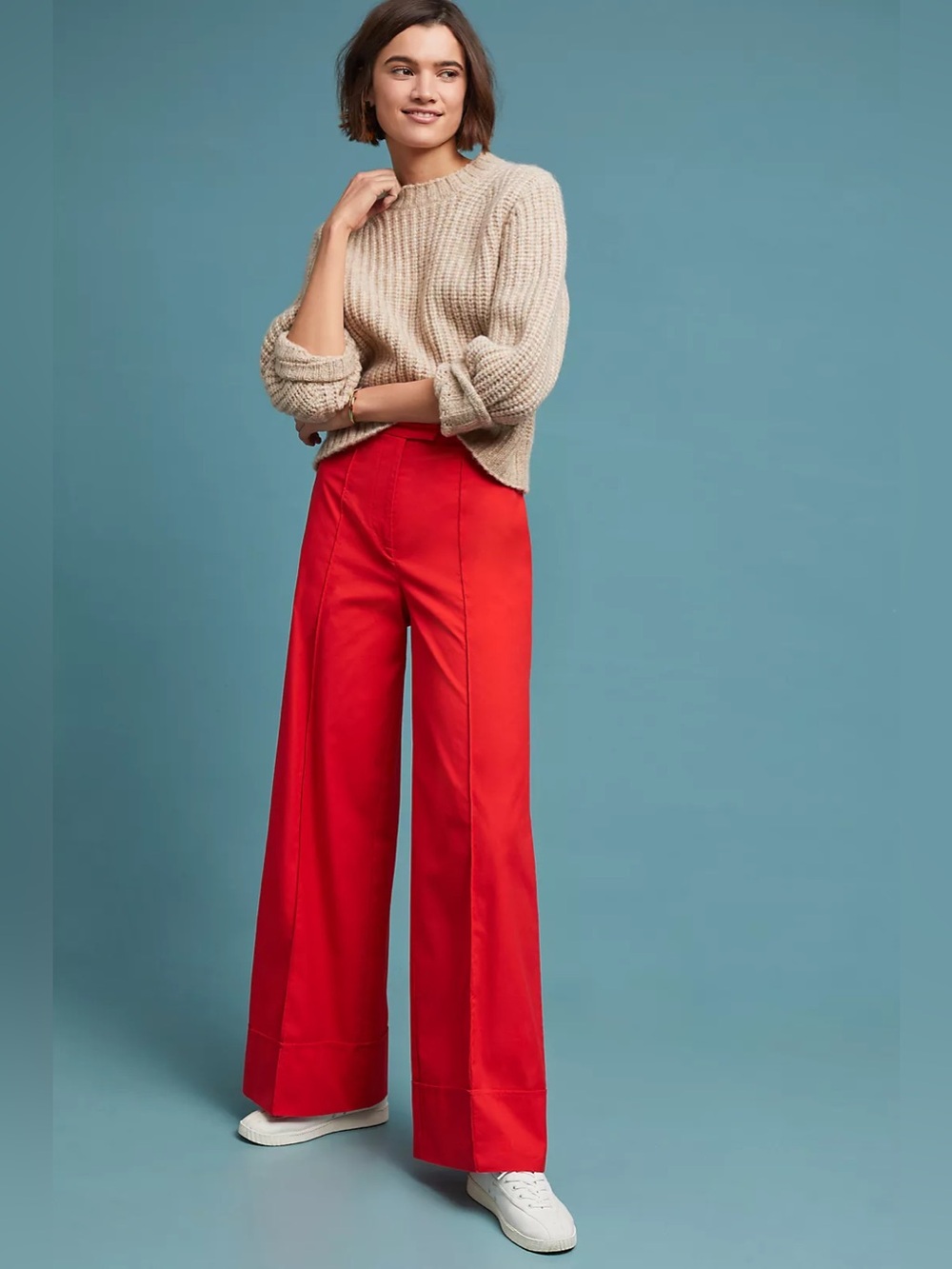 Anthropologie Poplin Wide-Leg Trousers NWT